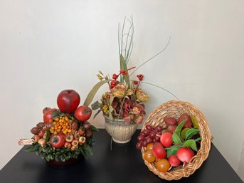 Trio Of Fruit & Flower Arrangements