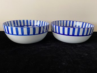 Dansk Blue Designed 2 Piece Bowl Set