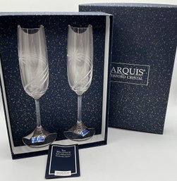 NEW Waterford Marquis Crystal Champagne Flutes The Millennium Celebration Glass