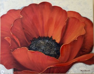 OIL PAINTING OF A FLOWER FA VILLANEUEVE