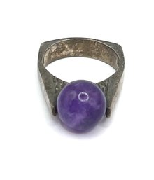 Vintage Danish MPC Sterling Silver Purple Stone Ring, Size 5