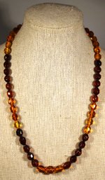 Genuine Amber Faceted Beaded Necklace 18' Long