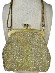 Vintage Gold And Rhinestone Ladies Evening Bag Purse