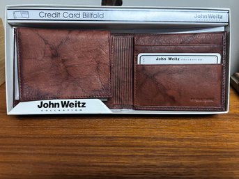 NEW! John Weitz Designer Bifold Leather Wallet - Marbled Brown
