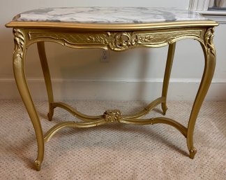 Antique Marble Top Table - Believed To Have Resided In The Upper Louviers Estate
