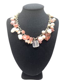 Vintage Sterling Silver And Shades Of Pink Necklace