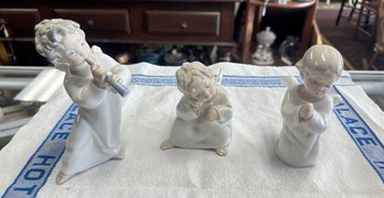 3 Beautiful Lladro Brand Porcelain Retired Angel Figures #'s 4538, 4539 & 4540 Hand Made In Spain.   KF - E3