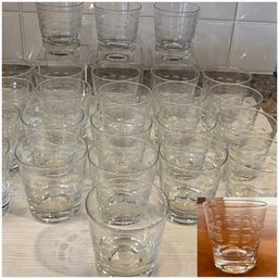 Set Of 24 Vintage Mid-Century Etched Rocks Glasses