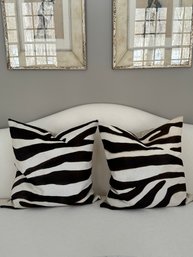 Pair Custom Zebra Print Hydeskin Pillows