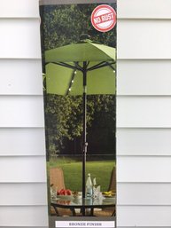 9ft Round Sun Patio Umbrella With Solar Lights Used A Couple Times Stored In Original Box Like New