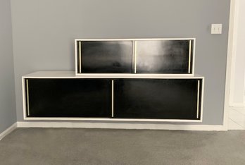 (Lot Of 2) Mid-Century Modern Knoll-style Floating Wall-Mounted Stacking Credenzas/Cabinets/Storage