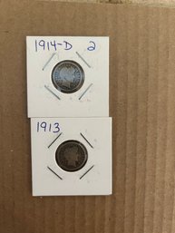 Beautiful Lot Of 2 Barber Dimes