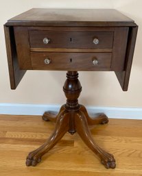 Paw Foot Two Drawer Drop Leaf Table