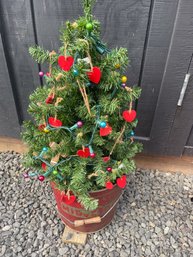 A Vintage 1940's-50's Syrup Pail With Decorated Tree & Working Lights