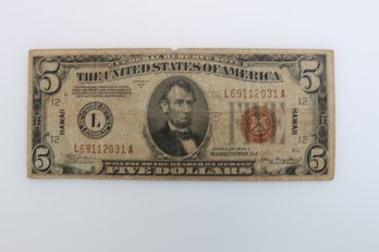 1934 $5 Emergency Hawaii Note