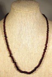 Fine Genuine Bohemian Garnet Beaded Necklace 18' Long