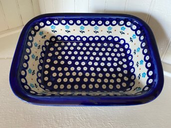 Made In Poland Ceramic Hand Made 9.5x2.5x7 Baking Pan Casserole Dish