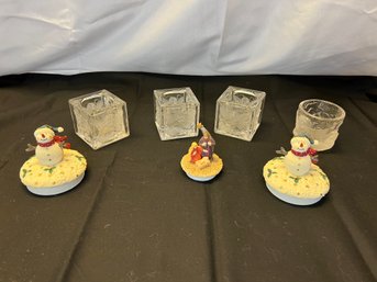 Yankee Candle Candle-Toppers & Four Glass Candleholders