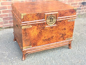 Wonderful Vintage Asian / Chinese Style Trunk / Chest - With Faux Finish - All Brass Hardware - Very Pretty