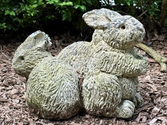 A Group Of Vintage Cast Stone Garden Bunnies