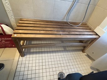 A TEAK SHOWER BENCH