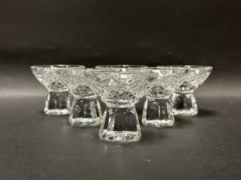 A Set Of Six Tiny Vintage Cordial Glasses In Cut Crystal