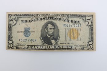 1934 $5 Silver Certificate Gold Seal North Africa Note