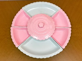 A Lovely Vintage Ceramic Serving Set In Pink And Grey