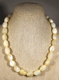 Fine Large Mother Of Pearl Beaded Necklace Vintage