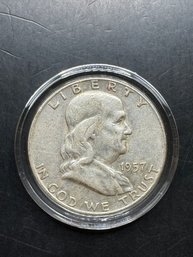 1957-D Silver Benjamin Franklin Half Dollar