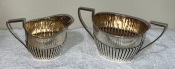 Stunning Art Deco Gorham Ribbed Sugar And Creamer