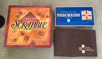 Scrabble Crossword Game, Tournament Checker Set, A Backgammon Game Of India, Parcheesi Popular Edition