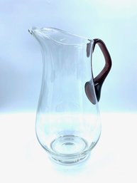 Clear Glass Pitcher W/ Applied Amethyst Handle