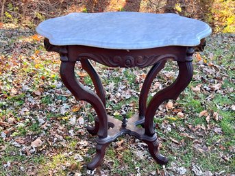 Victorian 'Turtle Top' White Marble  Table