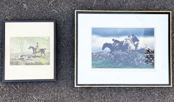 An Antique English Lithograph And Contemporary Photograph, Both Equestrian Themed