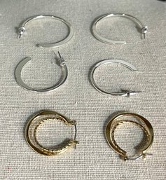 Group Of 3 Sets Of Hoop Earrings