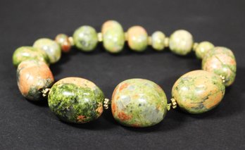 FINE POLISHED AGATE JASPER STONE BEADED BRACELET 8' LONG