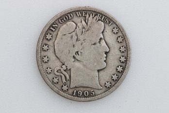 1905 S Silver Barber Half Dollar Coin