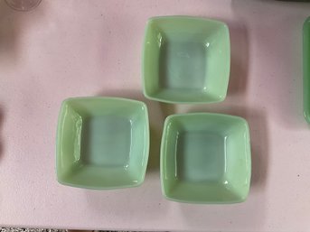 3 Jadeite Square Bowls