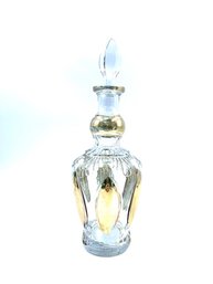 Clear Glass Decanter And Stopper W/ Gold Accents