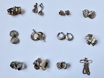12 Vintage Clip On Earings Including 2 Napier & 2 Trifari Clip Ons