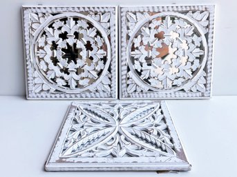A Trio Of Carved Wod Indian Wall Panels