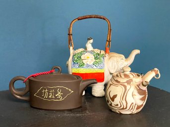 Unusual Vintage Asian Teapots - One Is Elephant Form!