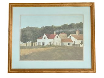 Farmhouse With Red Roof Framed Wall Art