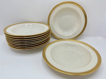 Vintage Tiffany & Co. For Lenox Fine China Soup Bowls With Gold Accents  (11 Pieces)