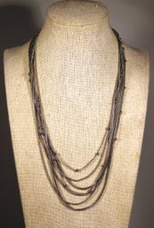 Multi Strand Silver Tone Chain Necklace 18' Long