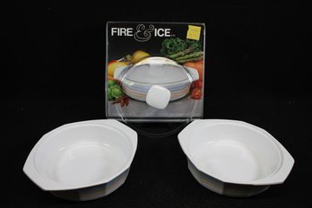 Pair Of Two MCM Studio Nova Fire & Ice Rainbow Stripes Baking Dishes