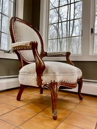 Victorian Spoonback Arm Chair With Beautifully Upholstered Seat And Back