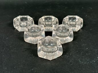 A Set Of Vintage Salt Cellars In Pressed Glass