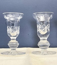 Signed Peter Mc Grath Master Cutter- Dated 12/8/97 Waterford Crystal 4' Candlestick Pair With Certification